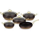 Oms 9 Parça Küre Tencere Set Gold Cam Kapak 3024 - 20 cm - Altın