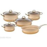 OMS 9 Pcs Granit Bakraç Tencere Set (Cam Kapak) - 24 cm - Sarı