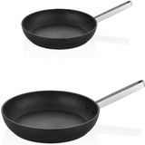 Oms Biogranit Tava Seti 26CM - 28 cm | 10 Yıl Garantili | Indüksiyon Tabanlı - Siyah