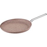 Oms Collection 28 cm Granit Krep Tavası Kahverengi Sabit Saplı Tek Parça