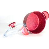 Oms Collection 3110 - 2 Parça - Bio Granit - 20X10 cm 2,6 Litre - Ptfe ve Pfoa Içermeyen Derin Tencere Kırmızı Renk