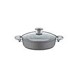 Oms Collection 3310 - 2 Parça Bio Granit, Dayanıklı Cam Kapak, 22x7 Cm - 2,3 Litre Tencere Gri Gövde, Gri Detay Çok Renkli