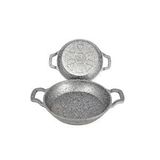 Oms Collection 3728 - 2 Parça - Döküm, Bio Granit, ( 16 ve 20 cm ) Sahan Seti, Gri Renk