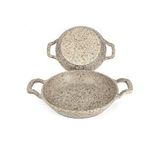 Oms Collection 3728 - 2 Parça - Döküm, Bio Granit, ( 16 Ve 20 Cm ) Sahan Seti, Kum Beji Rengi Çok Renkli