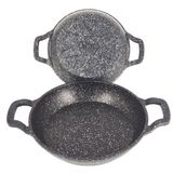 Oms Collection 3728 - 2 Parça - Döküm, Bio Granit, ( 16 ve 20 cm ) Sahan Seti, Siyah Renk