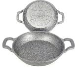 Oms Collection 3729 - 2 Parça - Döküm, Bio Granit, ( 18 ve 20 cm ) Sahan Seti, Gri Renk