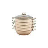Oms Collection 6091c 6 Parça Bio Granit 32 Cm Mantı Tencere Seti Krem Rengi Çok Renkli