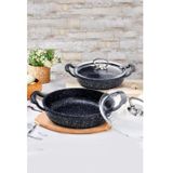 Oms Döküm Granit 4 Parça Kapaklı 18-22 CM Siyah Sahan Set