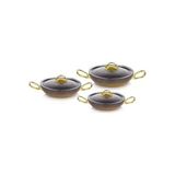 Oms Gold Serisi 6 Parça Granit Sahan Seti | Cam Kapaklı | 18-20-22 Cm | Pfoa İçermez