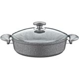 OMS Granit 32x8 cm Pilav Tencere Cam Kapaklı 3310