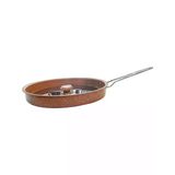 Oms Granit Hamsi Tava Metal Kapak Çelik Sap 32X4cm Kahve