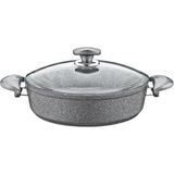 Oms Granit Karnıyarık Tencere 22X7 Gri Cam Kapak - 152.3310.01.02-22-GRİ - Çok Renkli