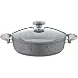 Oms Granit Karnıyarık Tencere 22x7 Gri Cam Kapak - 152.3310.01.02-22-GRİ