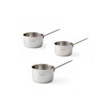 OMS Paslanmaz 18/10 Çelik Tek Saplı 3lü Sütlük Sos Tava Seti, 14-16-18cm, Metal