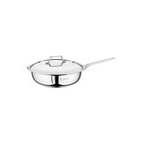 OMS PASLANMAZ 2004 2 Parça Paslanmaz Çelik Tek Kulp 16x5 Cm Kapaklı Tava Sade