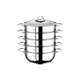 OMS PASLANMAZ 6090c 6 Parça Paslanmaz Çelik 24x9 Cm Mantı Tenceresi