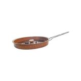 OMS PASLANMAZ Granit Hamsi Tava Metal Kapak Çelik Sap Siyah-Kahve 32x4cm 3222.32.SKHV