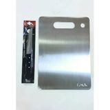 Oms Paslanmaz Inox Çelik Kesim Panosu 34X24cm - Salata Bıçağı Hediyeli 12.5Cm