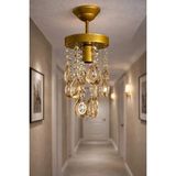 Ömür Avize 15 cm Kristal Taşlı Eskitme Gold Kasalı Avize - 1BW-Beyaz