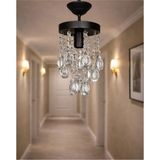 Ömür Avize 15 cm Kristal Taşlı Siyah Kasa Avize - 1BW-Beyaz