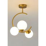 Ömür Avize Atina Gold Kasa Beyaz Camlı Avize - 1BW-Beyaz