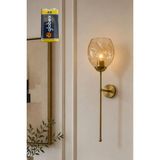 Ömür Avize Damla Bal Camlı Gold Cubuklu Pıllı Aplik - 00-Beyaz