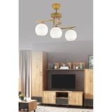 Ömür Avize Hestia Modern 3lü Eskitme Gold Beyaz Camlı Avize Eskitme Gold