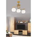 Omur Avize Hestia Modern 3Lu Eskitme Gold Beyaz Camli Avize