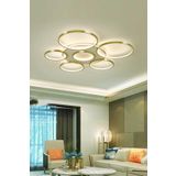 Ömür Avize Jüpiter Modern Gold Kasa 75 Cm Beyaz Ledli Plofonyer Ledli Avize