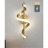 Ömür Avize Model Pilli Tak Çalıştır Eskitme Gold Beyaz LED Aplik Pil Dahil Yatak Odası Salon - 1BW-Beyaz