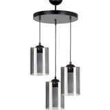 Ömür Avize Modern Füme Camlı Üçlü Avize - 1 - Beyaz