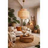 Ömür Avize Trudy 30*30 Bambu Modern Tasarım Oturma Odası Avize - 1BW-Beyaz
