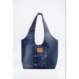 Omuz Çanta Pamuk Denim Lazer Efekt Yıkamalı