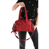 Omuz Çantası Çok Cepli Hafif Klinkır Kumaş 30*20 cm Çapraz Askılı Postacı Çanta Kol Çantası - 30 x 20 cm - Bordo