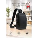 Omuz Çantası Şifreli Usb Şarjlı Günlük Çanta 88039 Siyah