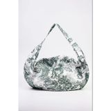 Omuz Çantası Yeşil Desenli Duck Kumaş Astarlı Fermuarlı 60X32 Cm