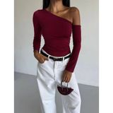 Omuz Detaylı Kollu Bluz Bordo F2336