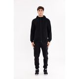 Omuz Panel Detaylı Fermuarlı Kapüşonlu Erkek Sweatshirt - Black