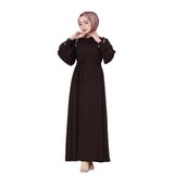 Omuzu Taş Detaylı Rose Elbise-Kahverengi