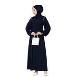 Omuzu Taş Detaylı Rose Elbise-Lacivert