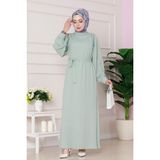 Omuzu Taş Detaylı Rose Elbise-Mint Yeşili - 3
