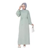 Omuzu Taş Detaylı Rose Elbise-Mint Yeşili