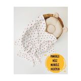 OMY Kırmızı Kalpli Organic %100 Pamuklu 85x90 Cm Tek Kat Bebek Battaniye Ana Kucağı&kundak