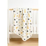OMY Pamuklu Hayvan Desenli Yenidoğan Battaniye&kundak 80X80 cm Unisex Özellikli - Gri - 80 x 80 cm