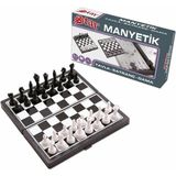 OMZ 1050170 Manyetik Satranç-Tavla 2si 1 Arada Küçük Boy Kız Erkek Çocuk Oyuncak Eğitici Oyuncaklar - Çok Renkli
