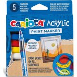 Omz Carioca Akrilik Paint Marker Su Bazlı Fırça Uçlu 5'Li Kız Erkek Çocuk Oyuncak Eğitici Oyuncaklar