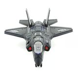 Omz Çek Bırak Metal F-35 Benzeri Koyu Gri Savaş Uçağı Sesli Işıklı Kız Erkek Çocuk Oyuncak Eğitici Oyunc