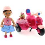 Omz Cute Doll Mini Bebek Ve Köpekli Mor Motorsiklet Kız Erkek Çocuk Oyuncak Eğitici Oyuncaklar