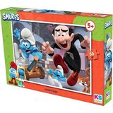 OMZ Ks Games Şirinler 50 Parça Puzzle Kız Erkek Çocuk Oyuncak Eğitici Oyuncaklar - Çok Renkli