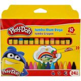OMZ Play-Doh Silinebilir Jumbo Crayon Mum Boya 12 Renk Kız Erkek Çocuk Oyuncak Eğitici Oyuncaklar - Çok Renkli
